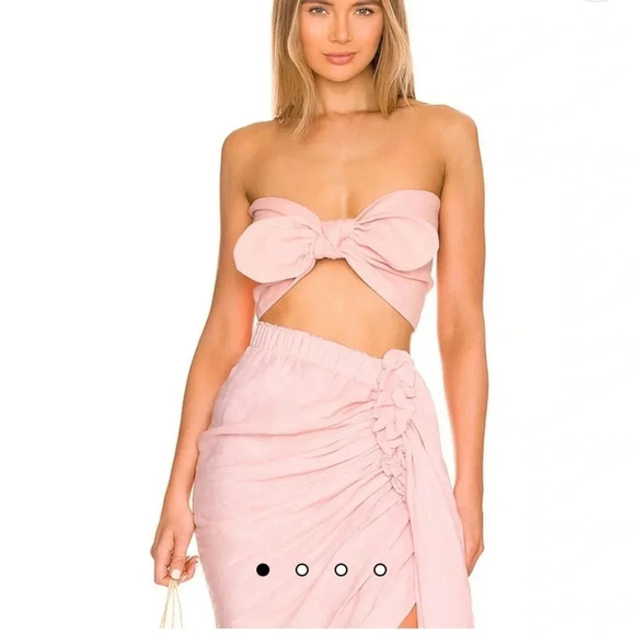 Just Bee Queen Silvia Bandeau Top Melon Sz S 100% Linen - Picture 2 of 5